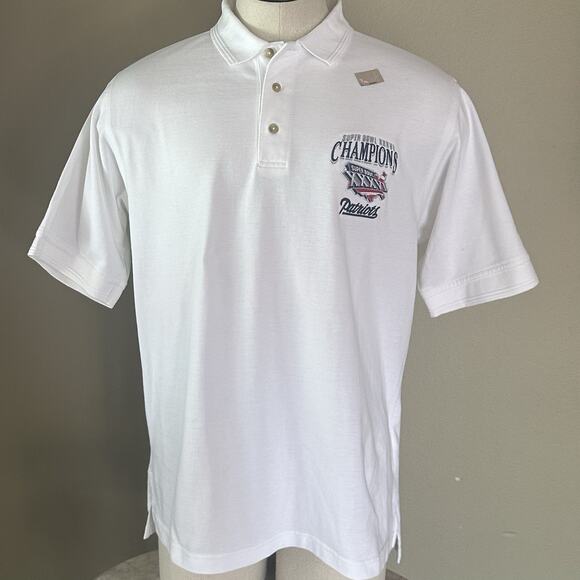 NFL Patriots Super Bowl XXXVIII 2001 Champions Polo Shirt, Men L,white Lee, New - Picture 3 of 16